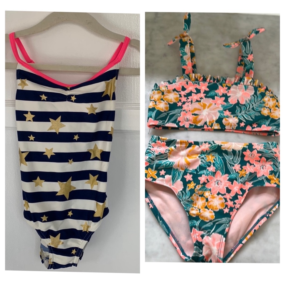 2 Girls Swimsuits Mini Boden and Cat & Jack Size 5/6